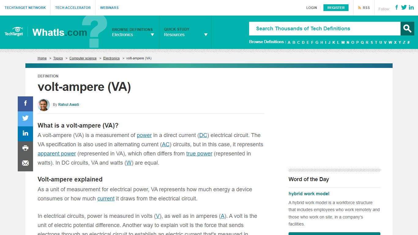 What is a volt-ampere (VA) and how does it work?